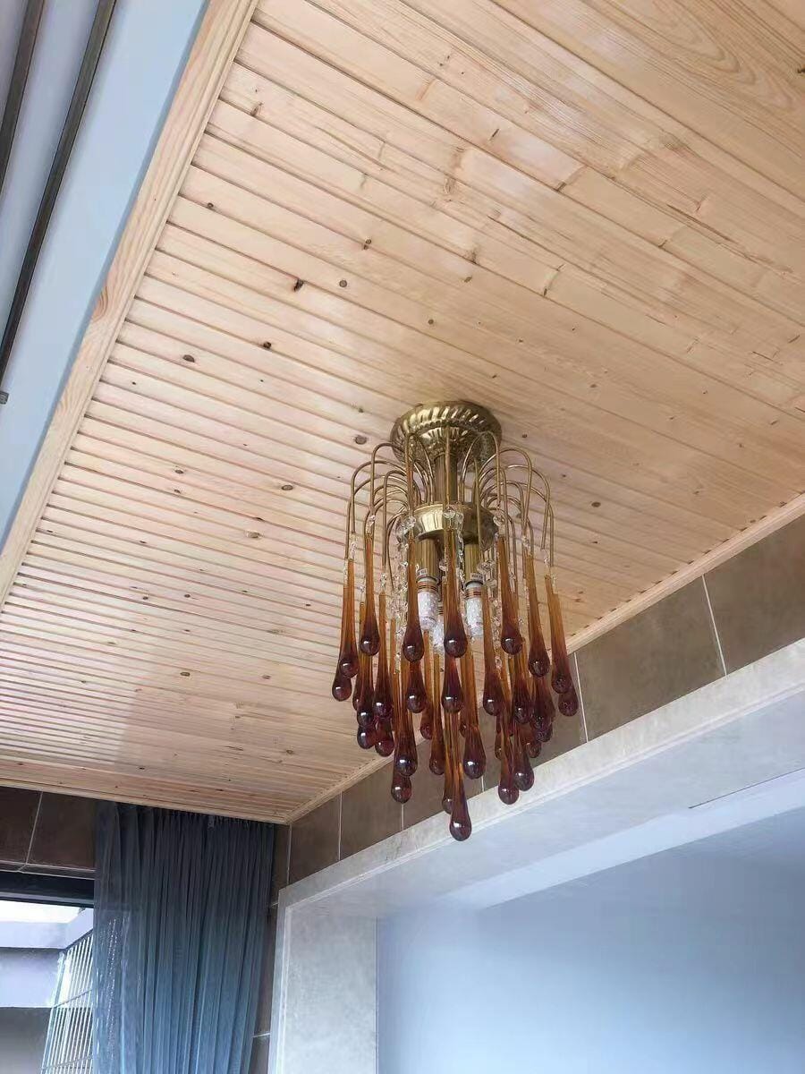 Customer photo review of Crystal Waterfall Chandelier, Gold-Finish Brass, 50 cm