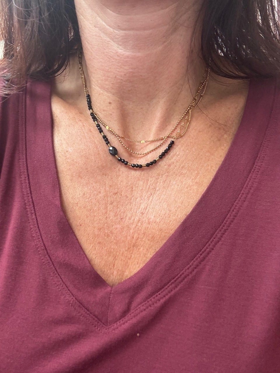 Customer photo review of Onyx Beaded Pre-Stack Necklace