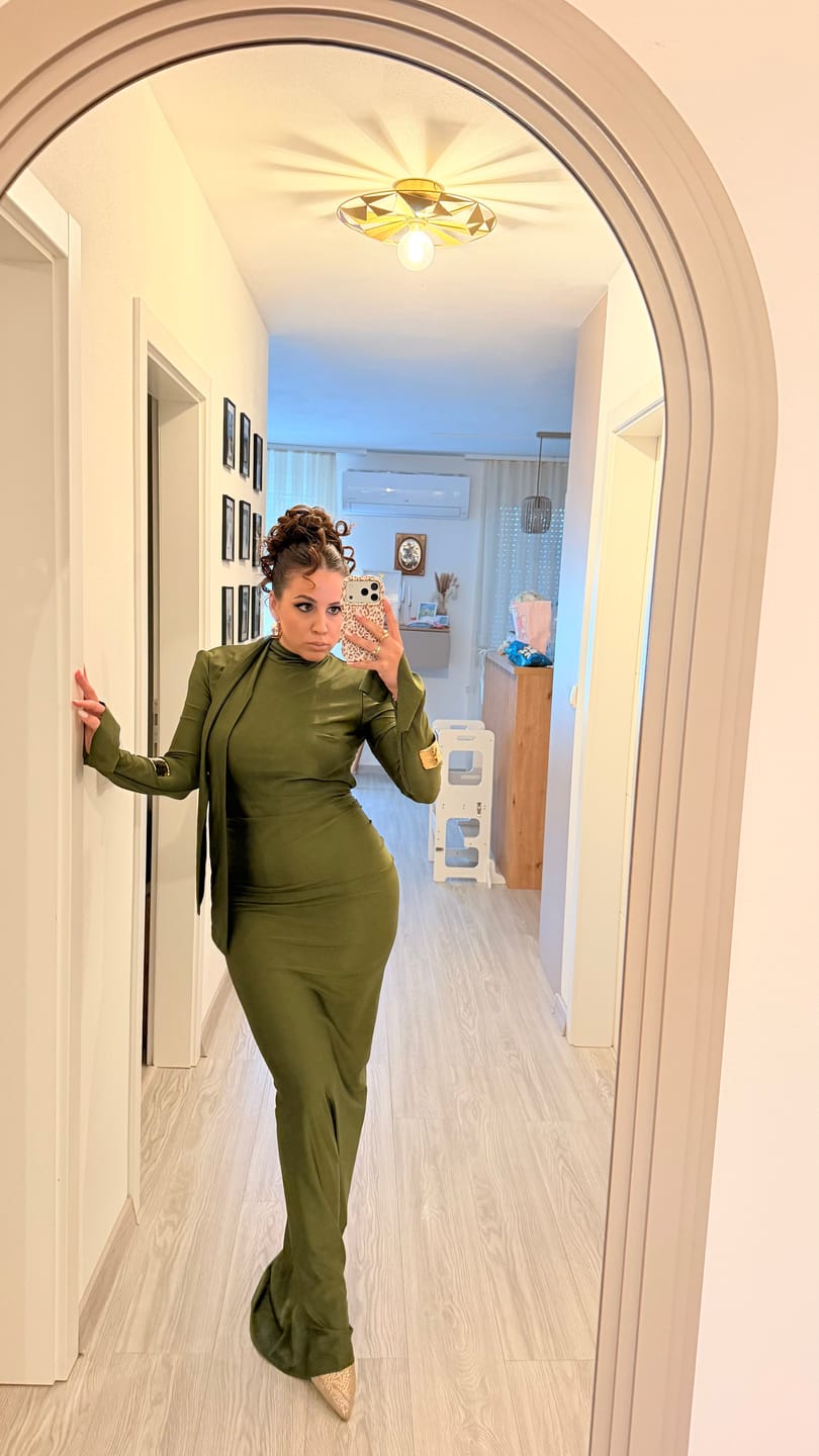 Customer photo review of AMARA DRESS OLIVE GREEN