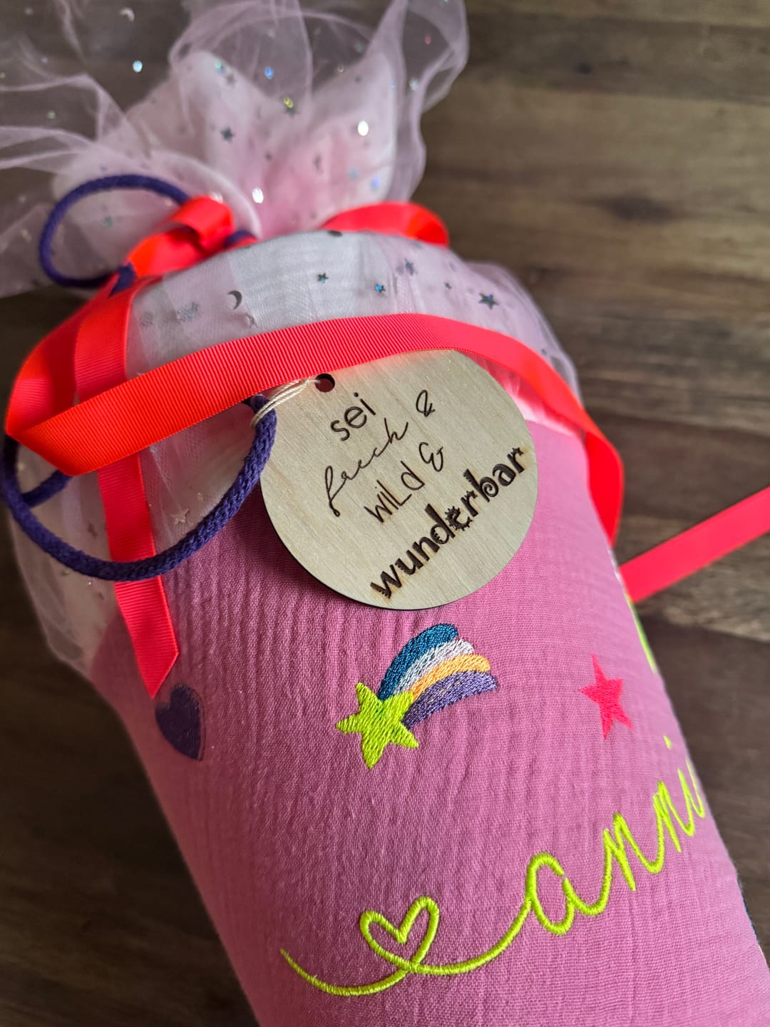 Customer photo review of Schultüte "Aurora" | Einhorn & Mini Motive mit Neon Details | Pink und Tüll