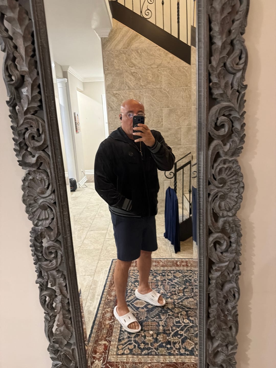Customer photo review of Viaggioa Reversible Velour Track Jacket-Black Beauty