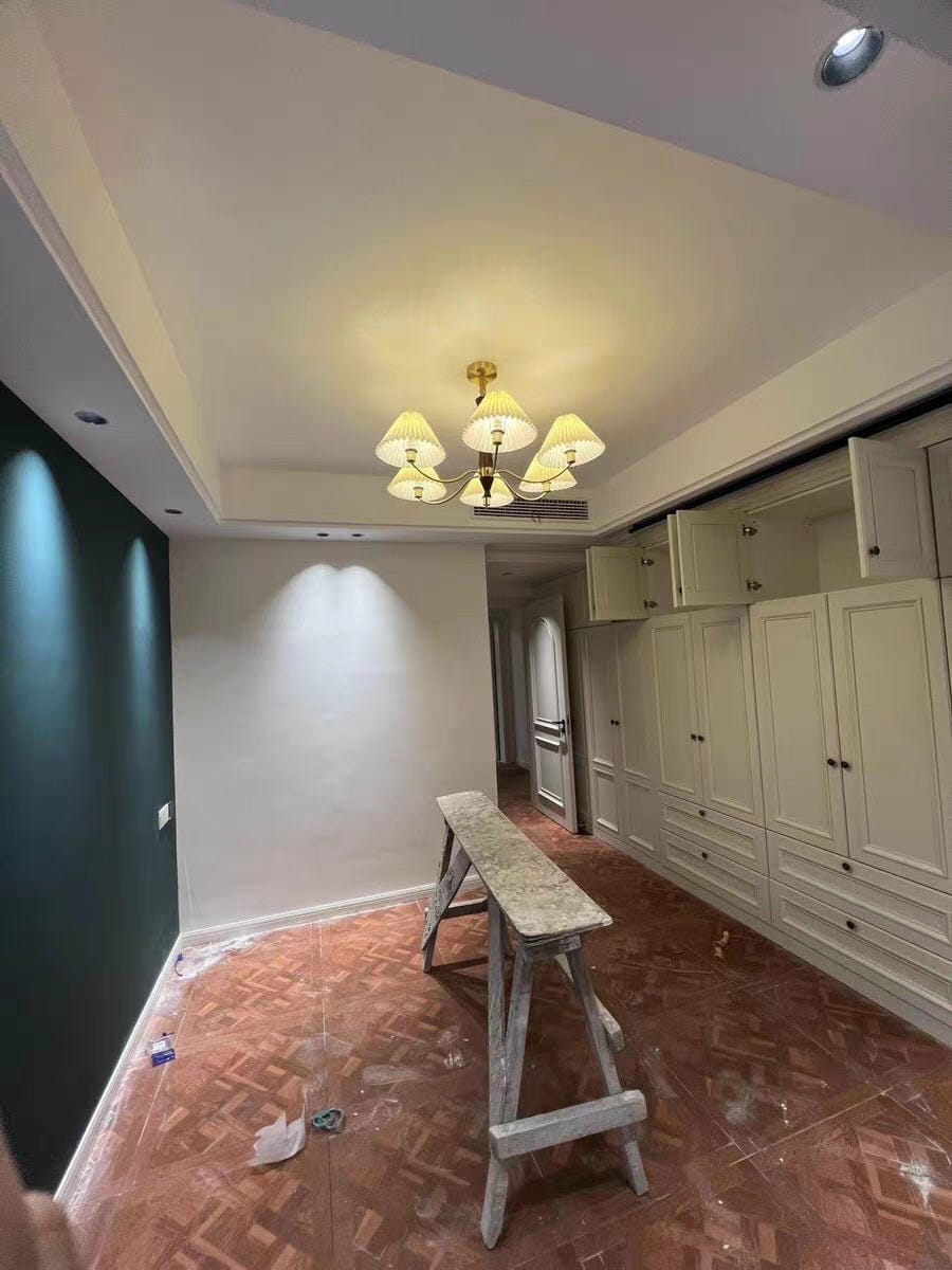 Customer photo review of Pleated Fabric Chandelier, Walnut Wood, 3-Head, 70 cm