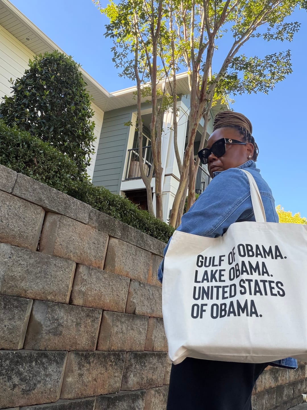 Customer photo review of Gulf of Obama. Lake Obama. The United States of Obama Tote bag