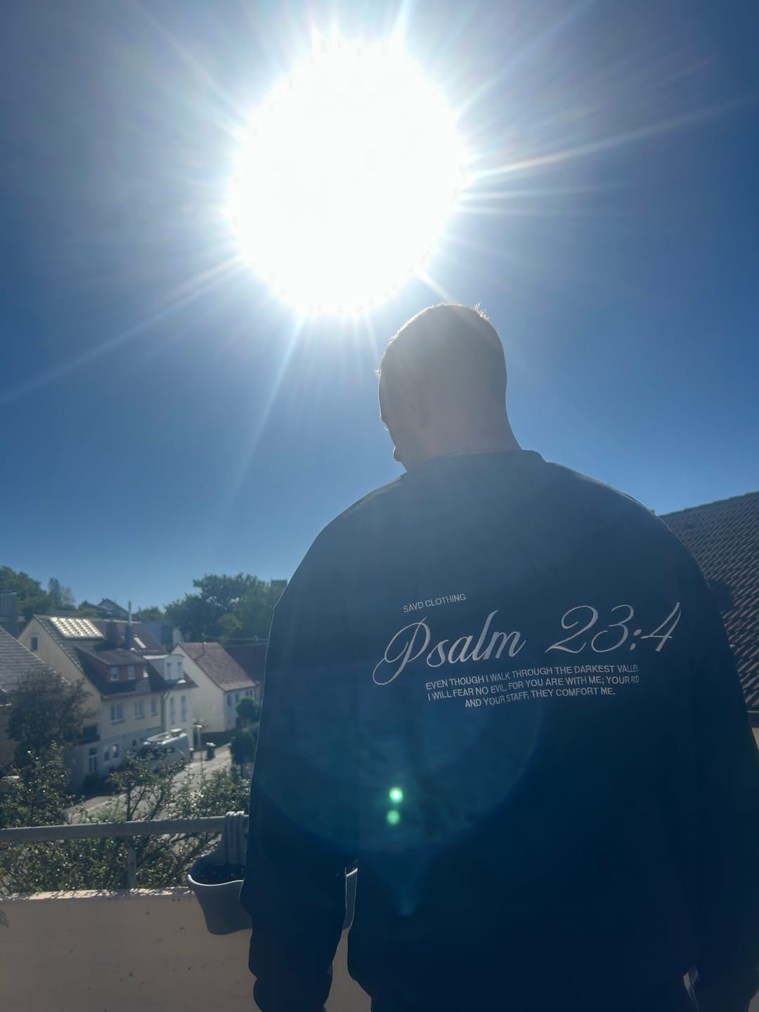 Customer photo review of Psalm 23:4 Oversized Crewneck - Black