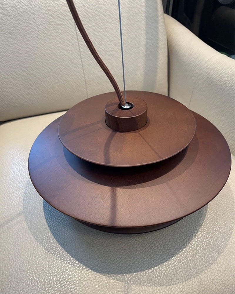 Customer photo review of Wooden Disc Pendant Lamp, Walnut Wood, Metal Roping, 30 cm