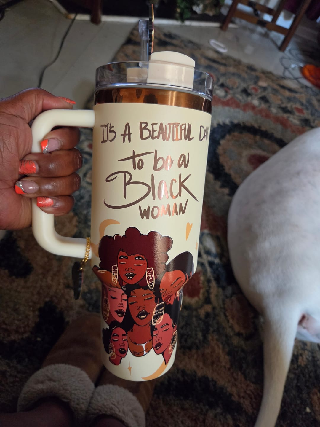 Customer photo review of Limited Edition "Crème Brûlée" Cream FlowSip™ Insulated Tumbler – Pinklomein x Cecilia's House