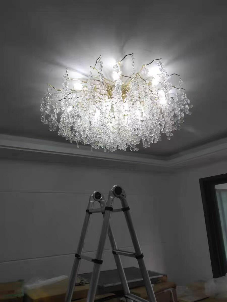 Customer photo review of Frosted Glass Disc Ceiling Light, Cast Aluminium, Gold or Silver