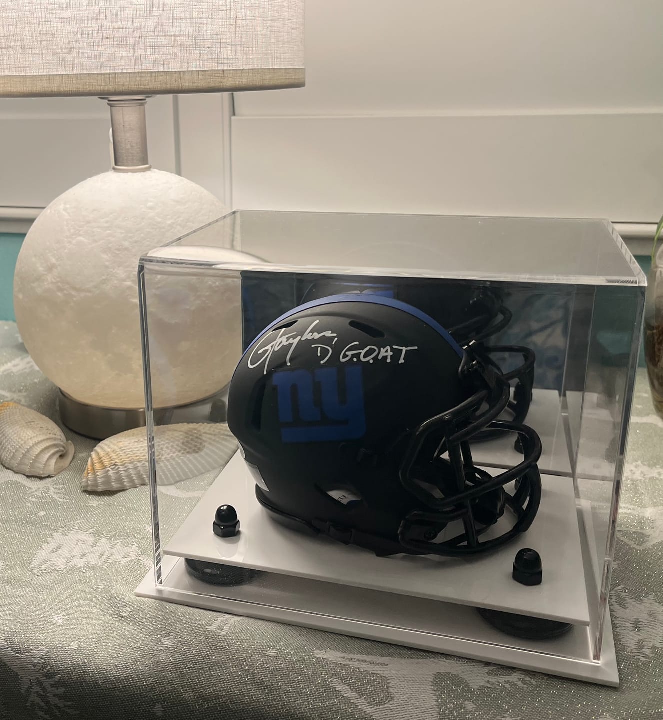 Customer photo review of Mini/Miniature Football Helmet (not Full Size) Display Case - Mirror no Wall Mounts (A003/V45)