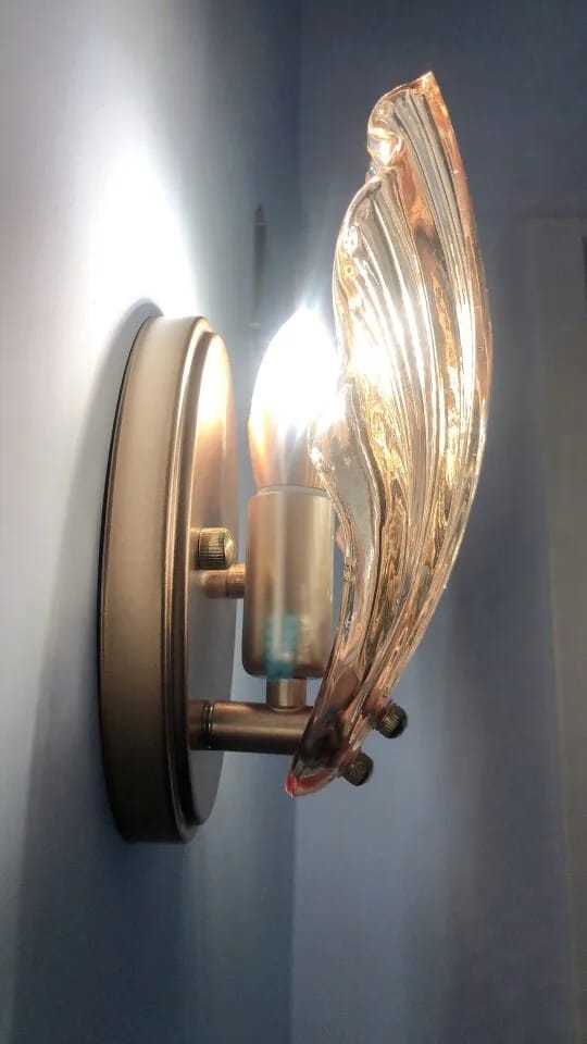 Customer photo review of Shell-Shaped Wall Light, Brass Plate, Amber or Clear, Wall Sconce
