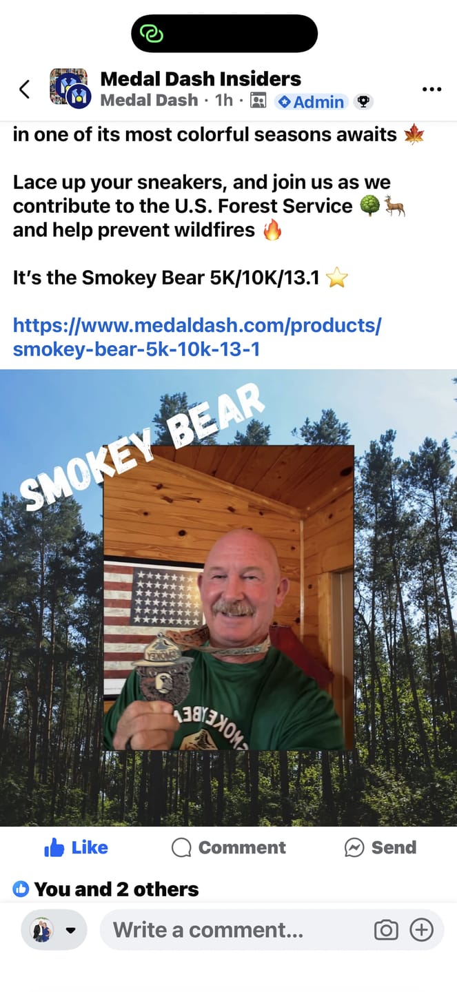Customer photo review of Smokey Bear 5K/10K/13.1