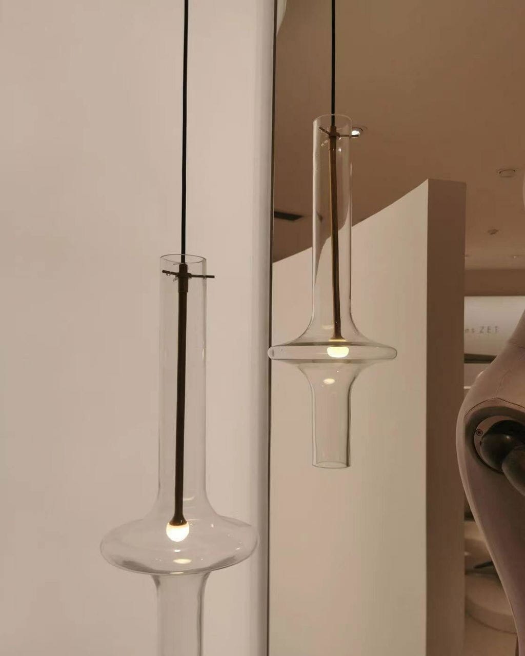 Customer photo review of Tapered Glass Pendant Light, Gold or Black Stems, 46 cm