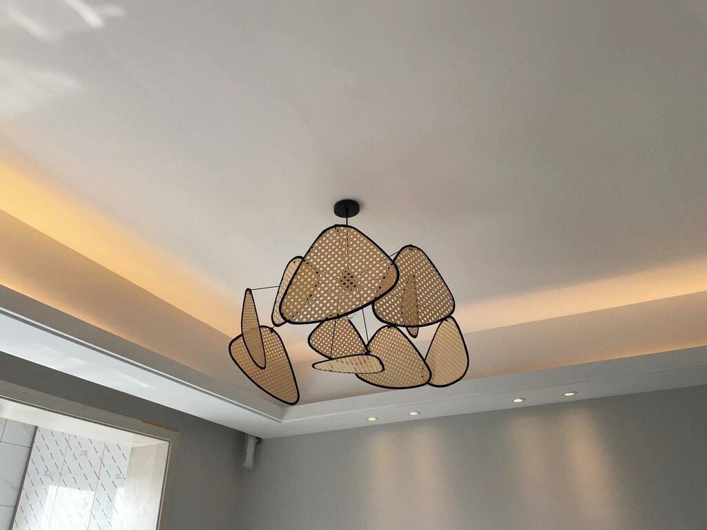 Customer photo review of Rattan Pendant Light, Black Metal Frame, Ten Curtains, 60-100 cm Wide