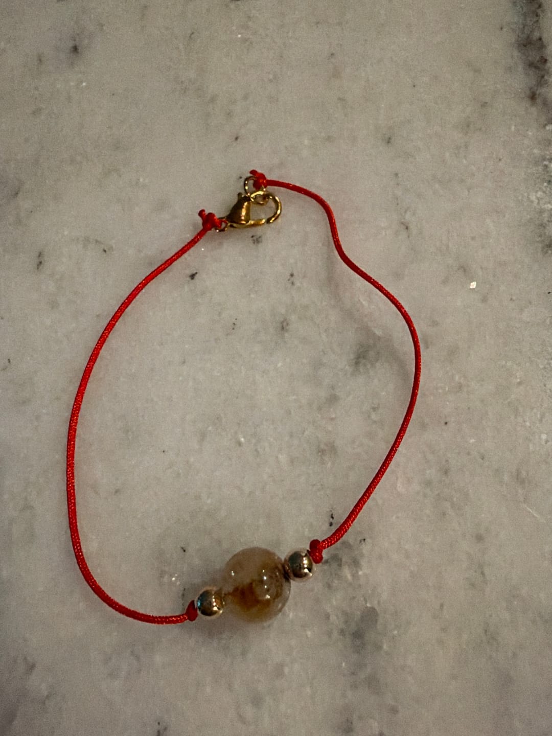 Customer photo review of Citrine Red Thread Bracelet With Real Gold