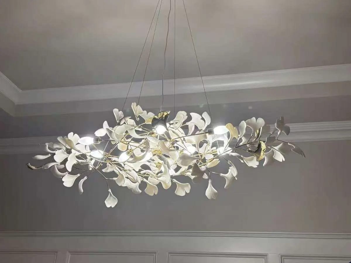 Customer photo review of Horizon Bloom Gingko Chandelier, Porcelain Leaf Ceiling Light, 7 Sizes