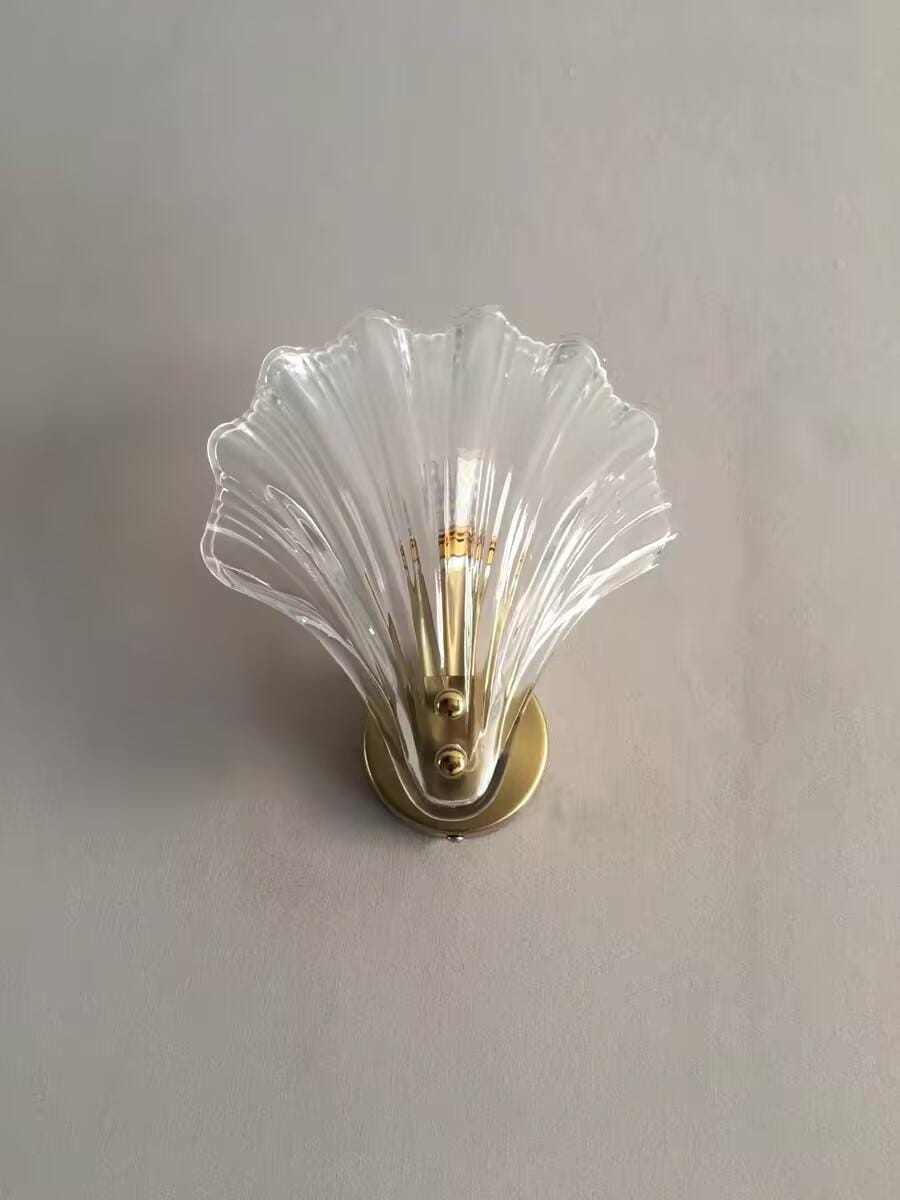 Customer photo review of Shell-Shaped Wall Light, Brass Plate, Amber or Clear, Wall Sconce