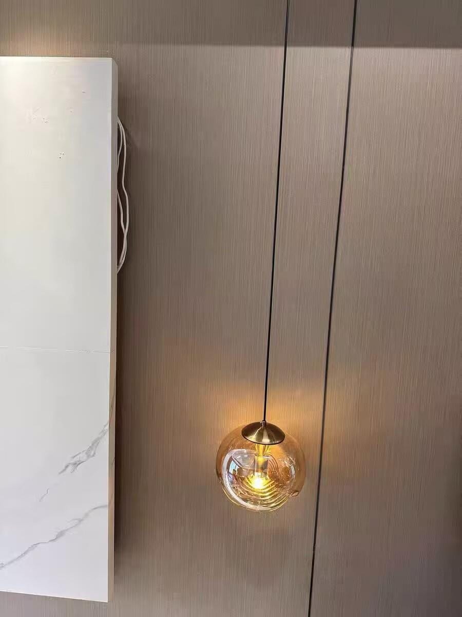 Customer photo review of Glass Pendant Light, Clear or Smoky Grey Shade, Gold or Silver Frame