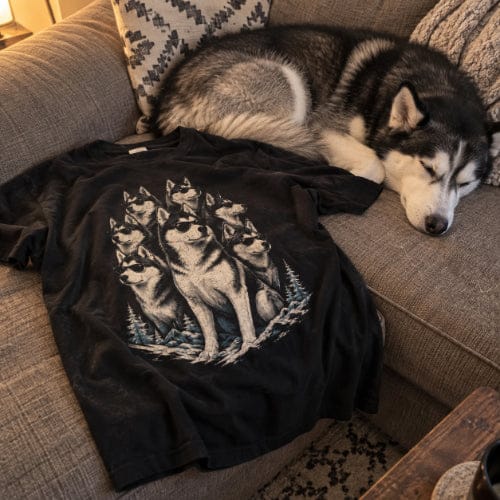 Customer photo review of The Siberian Husky Crew T-Shirt