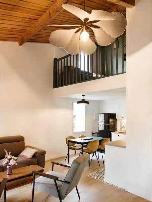 Customer photo review of Fabric Petal Dome Pendant Light, Gold Frame, 60 to 120 cm