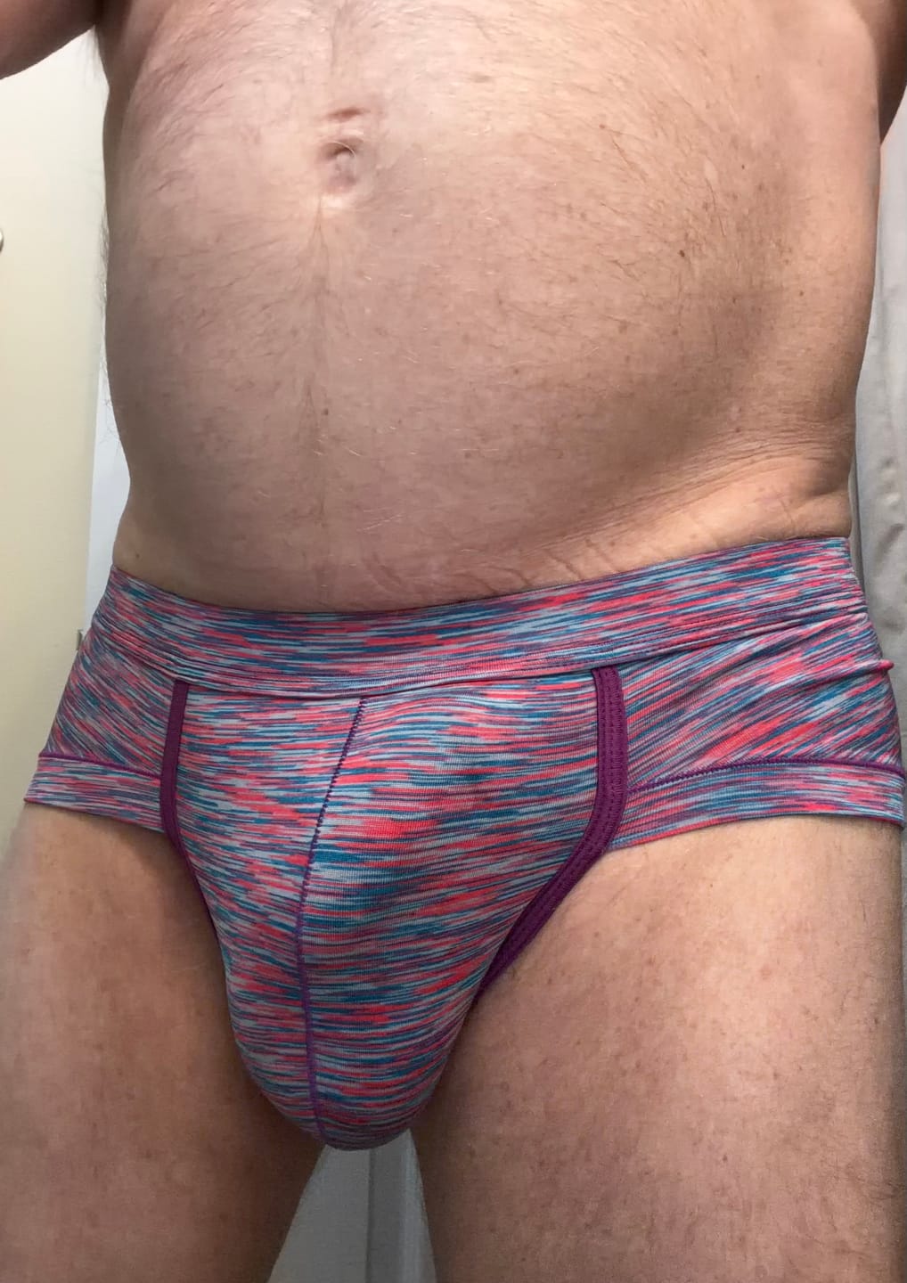 Customer photo review of 4 Pack Men's Striped U-convex Pouch Briefs