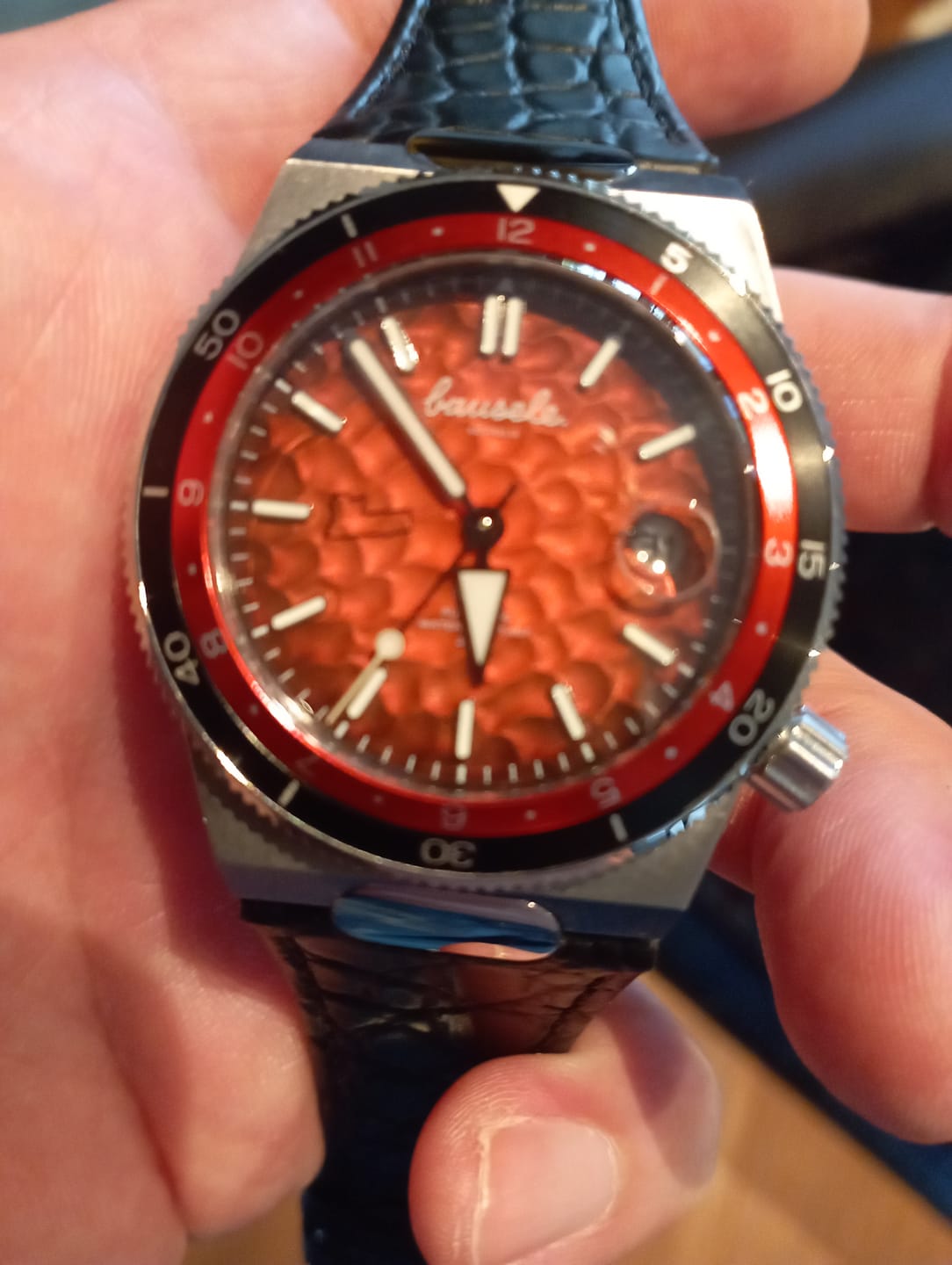 Customer photo review of Elemental Black Leather Strap