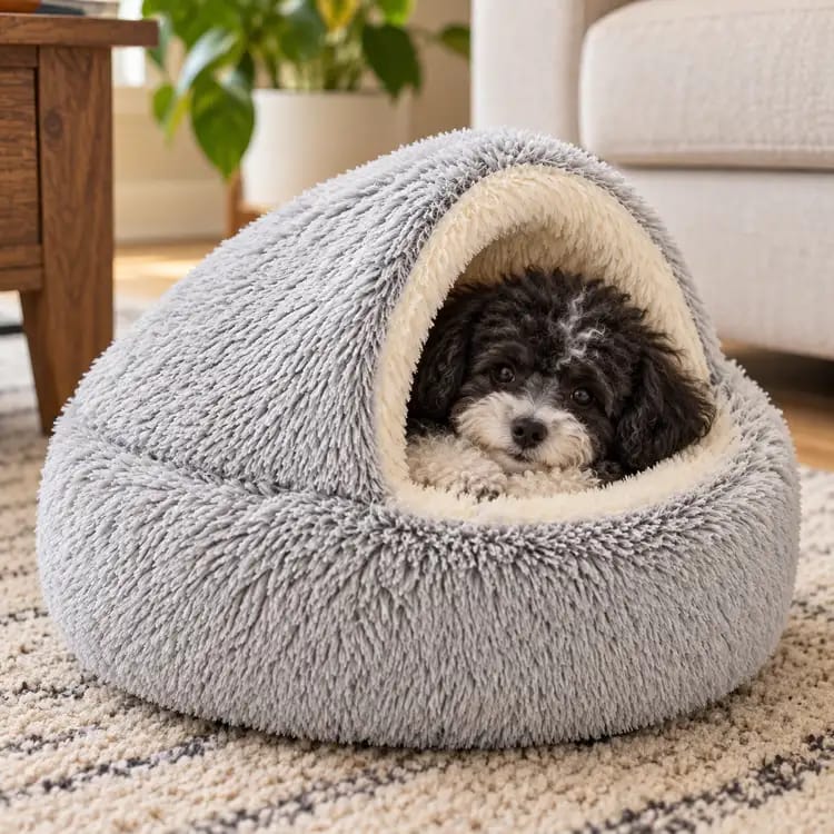 Customer photo review of Snuggle Haven Cozy Cave Pet Bed