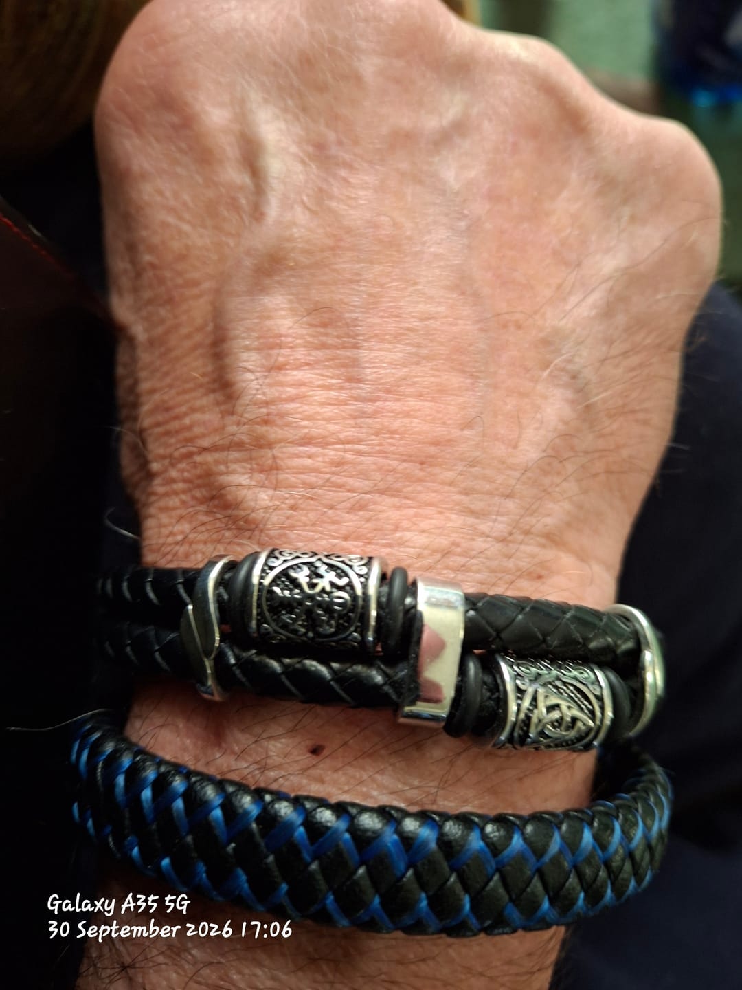 Customer photo review of Viking Leather Braided Bracelet - Strength