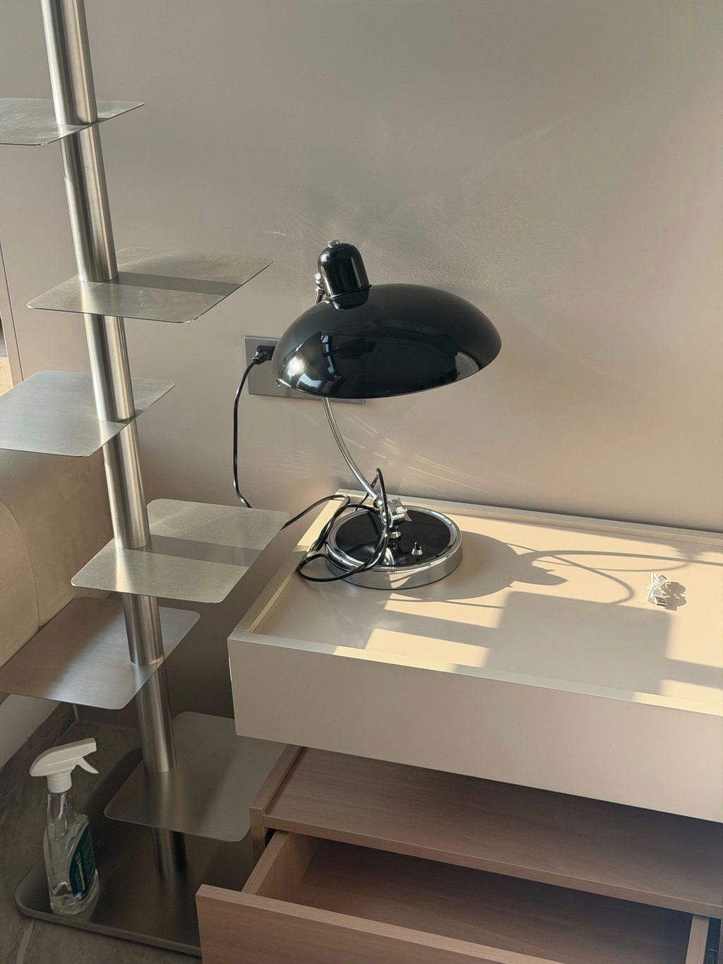 Customer photo review of Retro Desk Lamp, Metal Dome Shade, Curved Chrome Arm, 41 cm