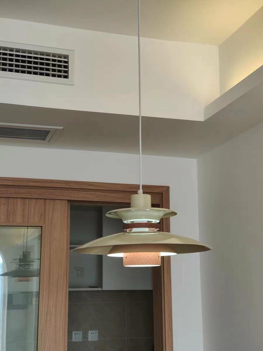 Customer photo review of Pendant Light, Metal Shades on Walnut Rings, 35 cm