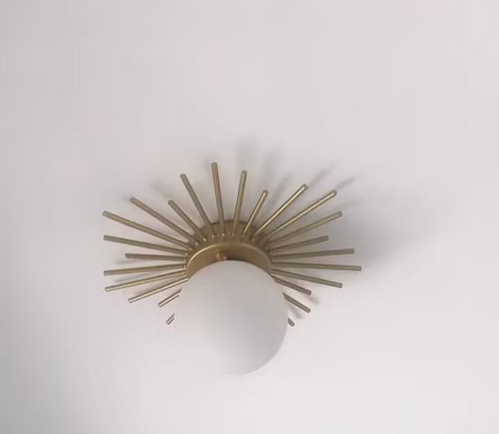 Customer photo review of Brass Ceiling Light, Frosted Glass Globe, Ceiling or Wall Mount