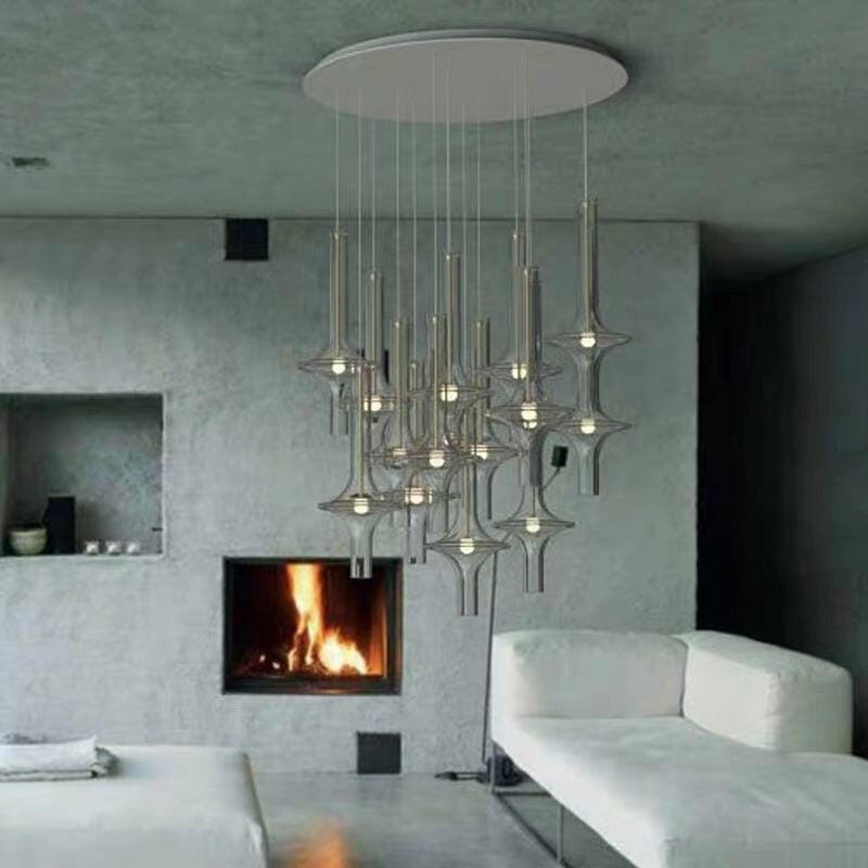 Customer photo review of Tapered Glass Pendant Light, Gold or Black Stems, 46 cm
