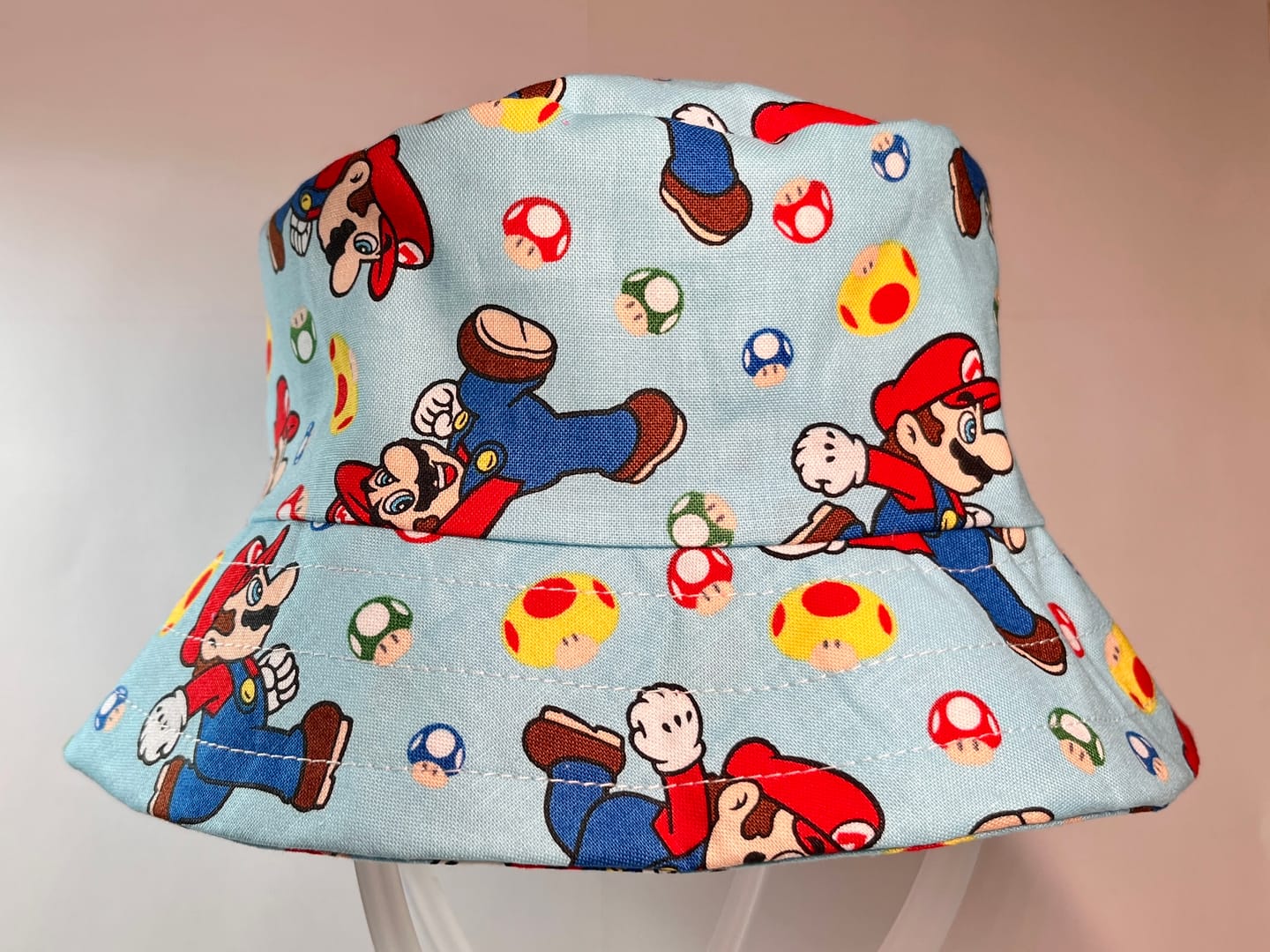 Customer photo review of Mario Mushroom Toss on Sky Blue by Springs Creative