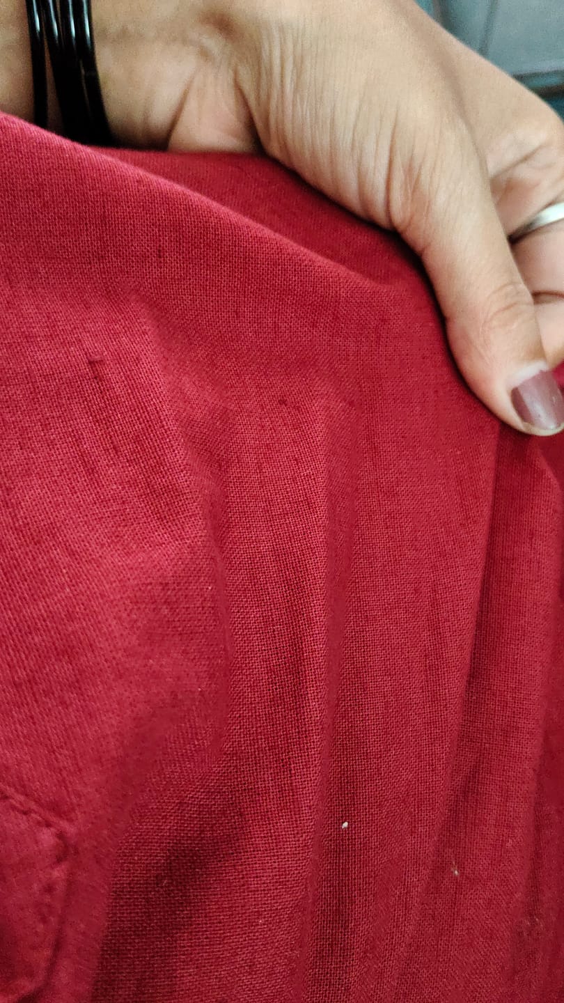 Customer photo review of Women Maroon Airy Linen Long Kurta