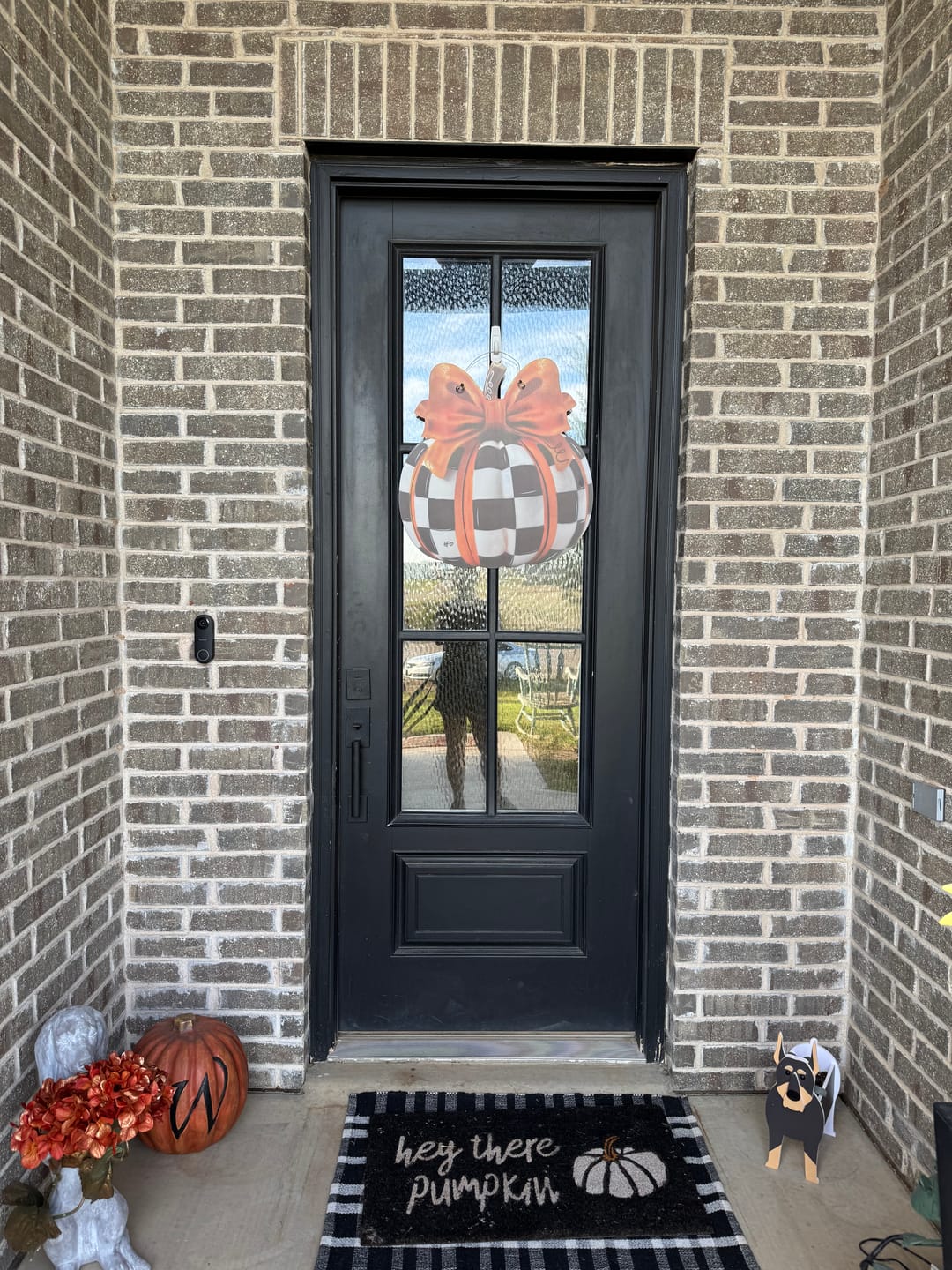 Customer photo review of Elegant Checkered Pumpkin Door Hanger