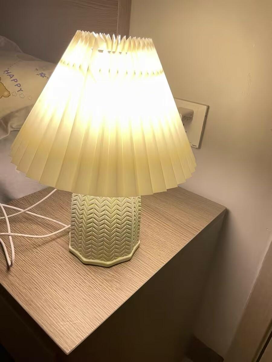 Customer photo review of Pleated Ceramic Table Lamp, Light Green Base, 37 cm, Plug In