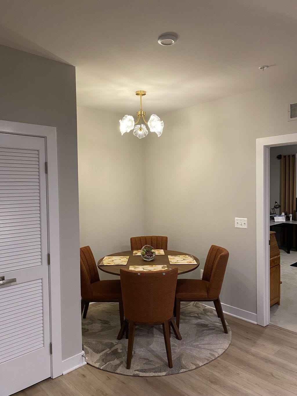 Customer photo review of Brass Chandelier, Clear Glass Petal Shades, 3 to 8 Heads