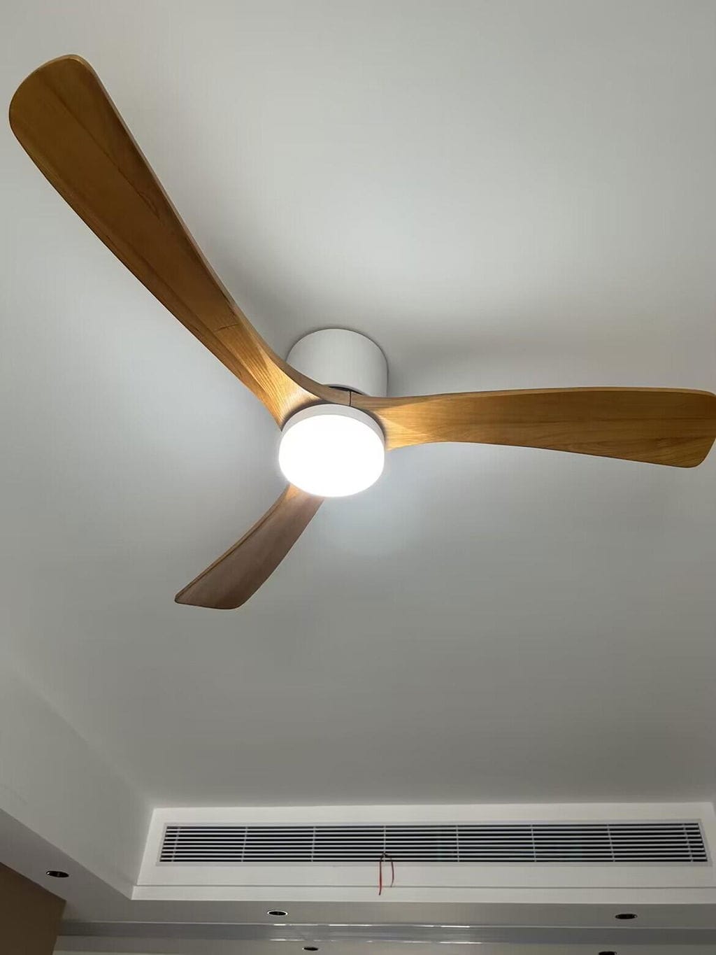 Customer photo review of Wooden Ceiling Fan with Light, Copper DC Motor, Integrated LED