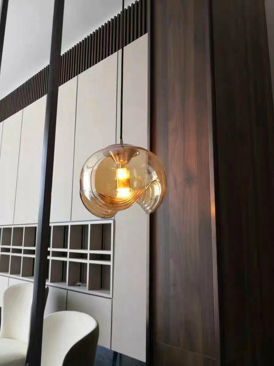 Customer photo review of Glass Pendant Light, Clear or Smoky Grey Shade, Gold or Silver Frame