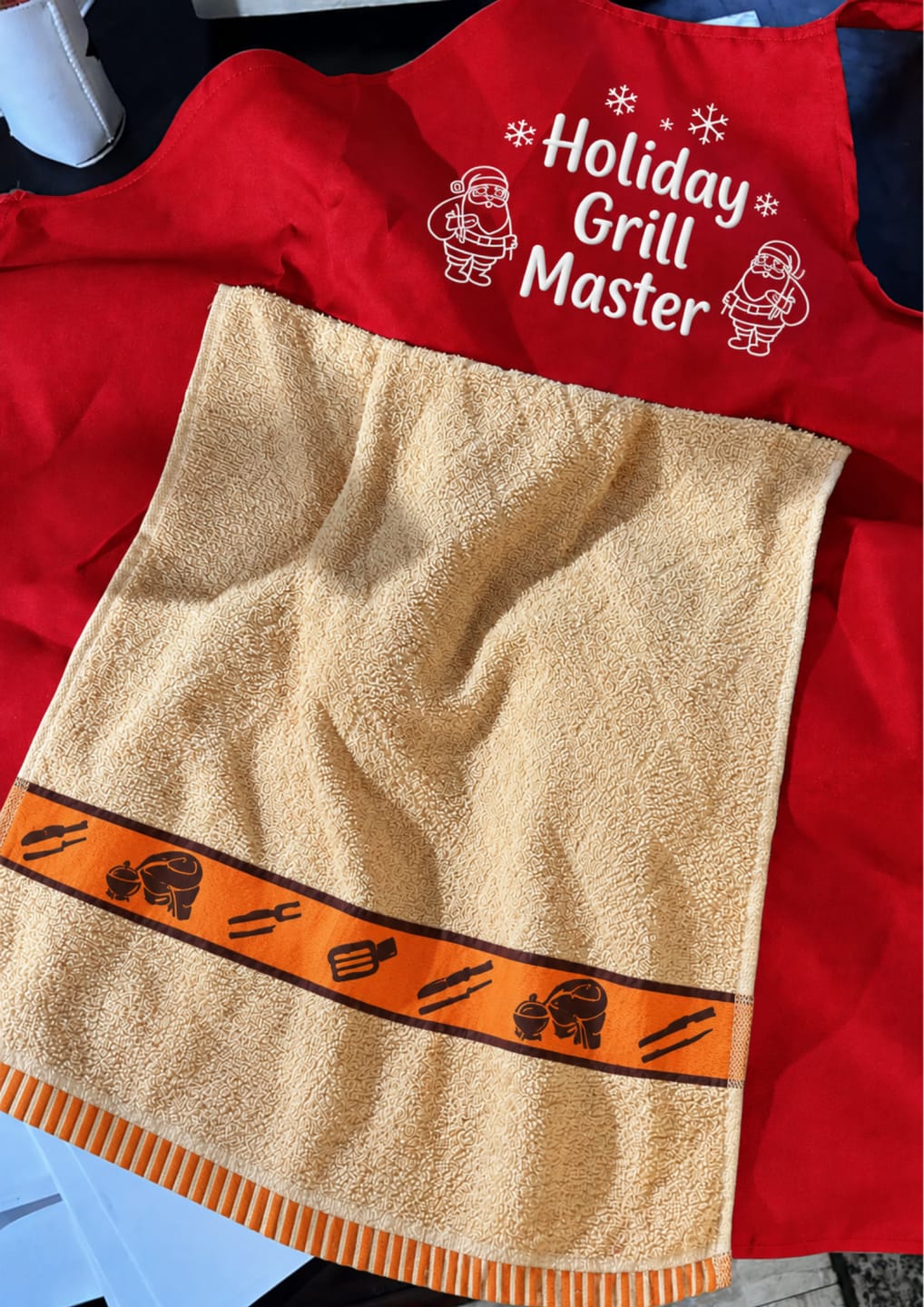 Customer photo review of Funny Christmas BBQ Apron
