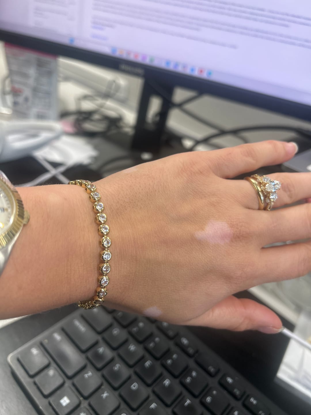 Customer photo review of Classic Bezel Tennis Bracelet