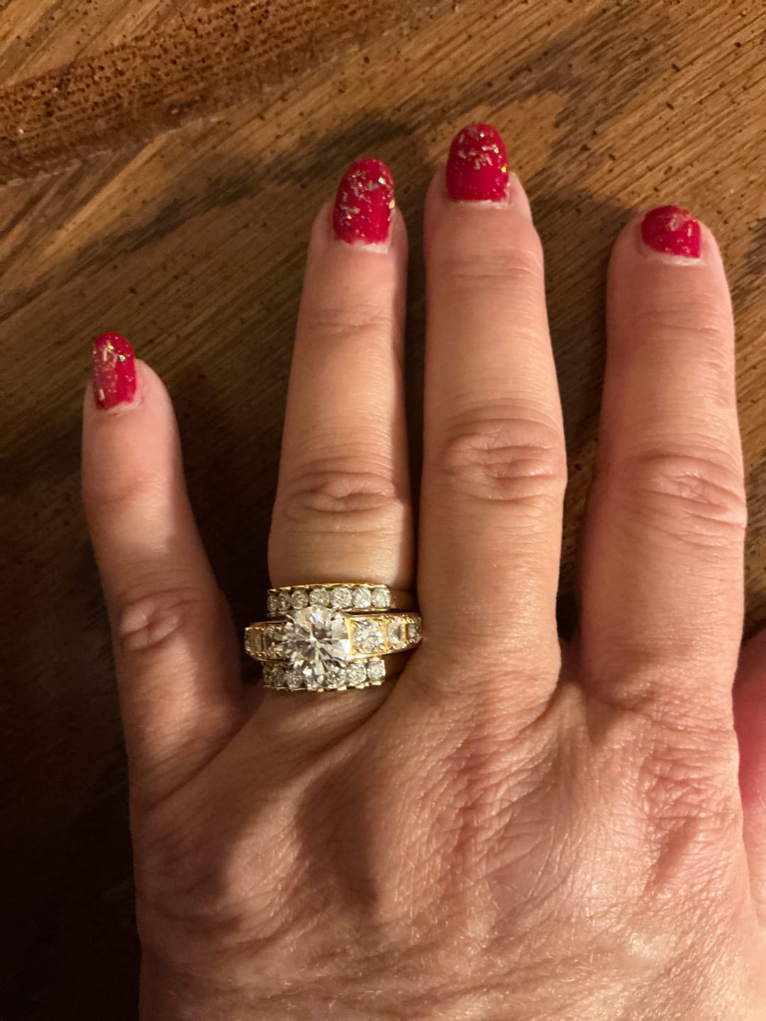 Customer photo review of Cathedral Moissanite Two-Tone Architectural Lattice Engagement Ring