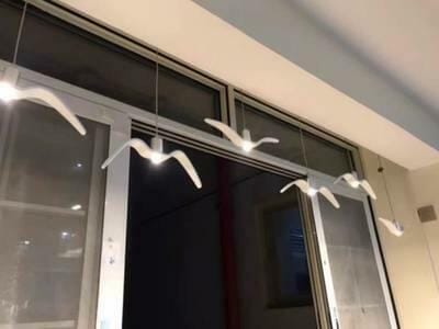 Customer photo review of Resin Bird Pendant Light, White or Black, 32 to 40 cm