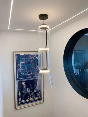Customer photo review of Clear Glass Cylinder Pendant Light, Integrated LED, 36 cm