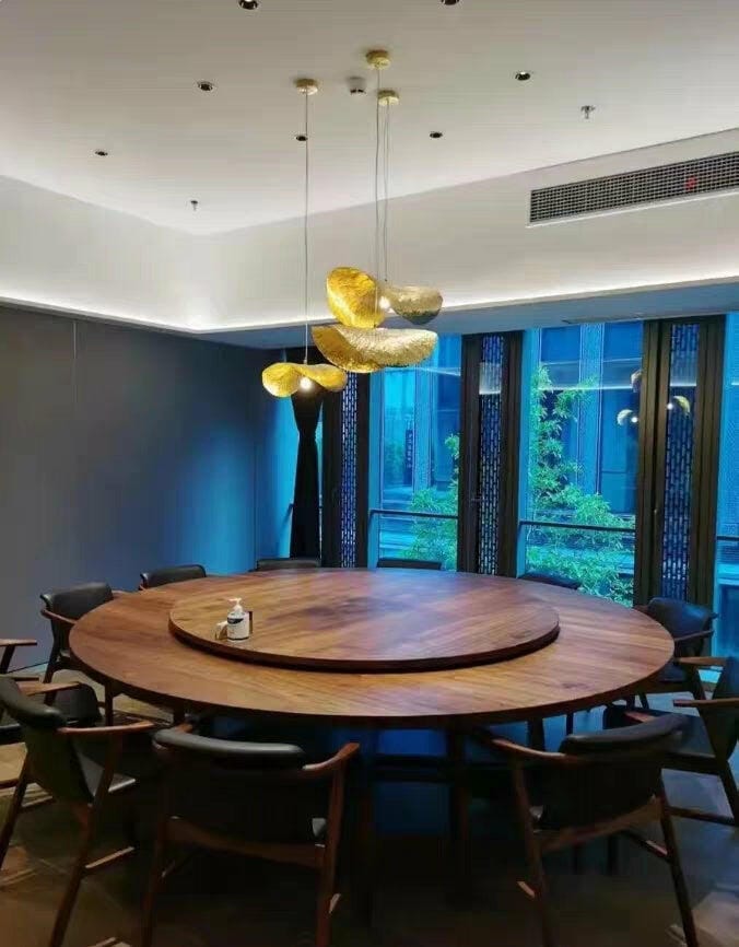 Customer photo review of Hammered Brass Pendant Light, Curved Shade, 1.5 m Cable