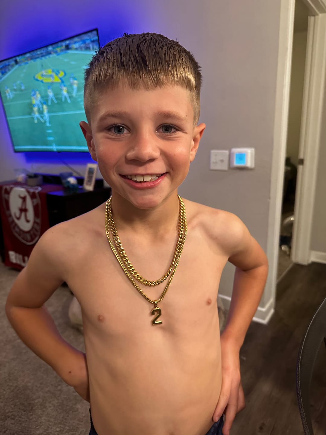 Customer photo review of Signature Jersey Number Pendant 18K Plated Gold