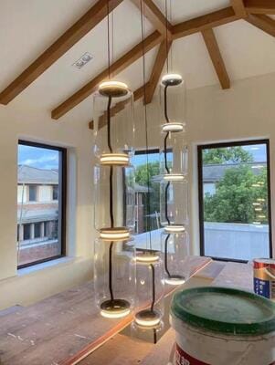 Customer photo review of Clear Glass Cylinder Pendant Light, Integrated LED, 36 cm