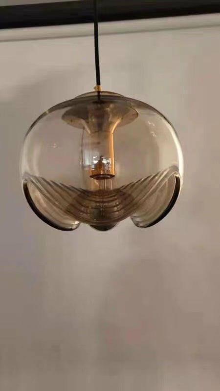 Customer photo review of Glass Pendant Light, Clear or Smoky Grey Shade, Gold or Silver Frame
