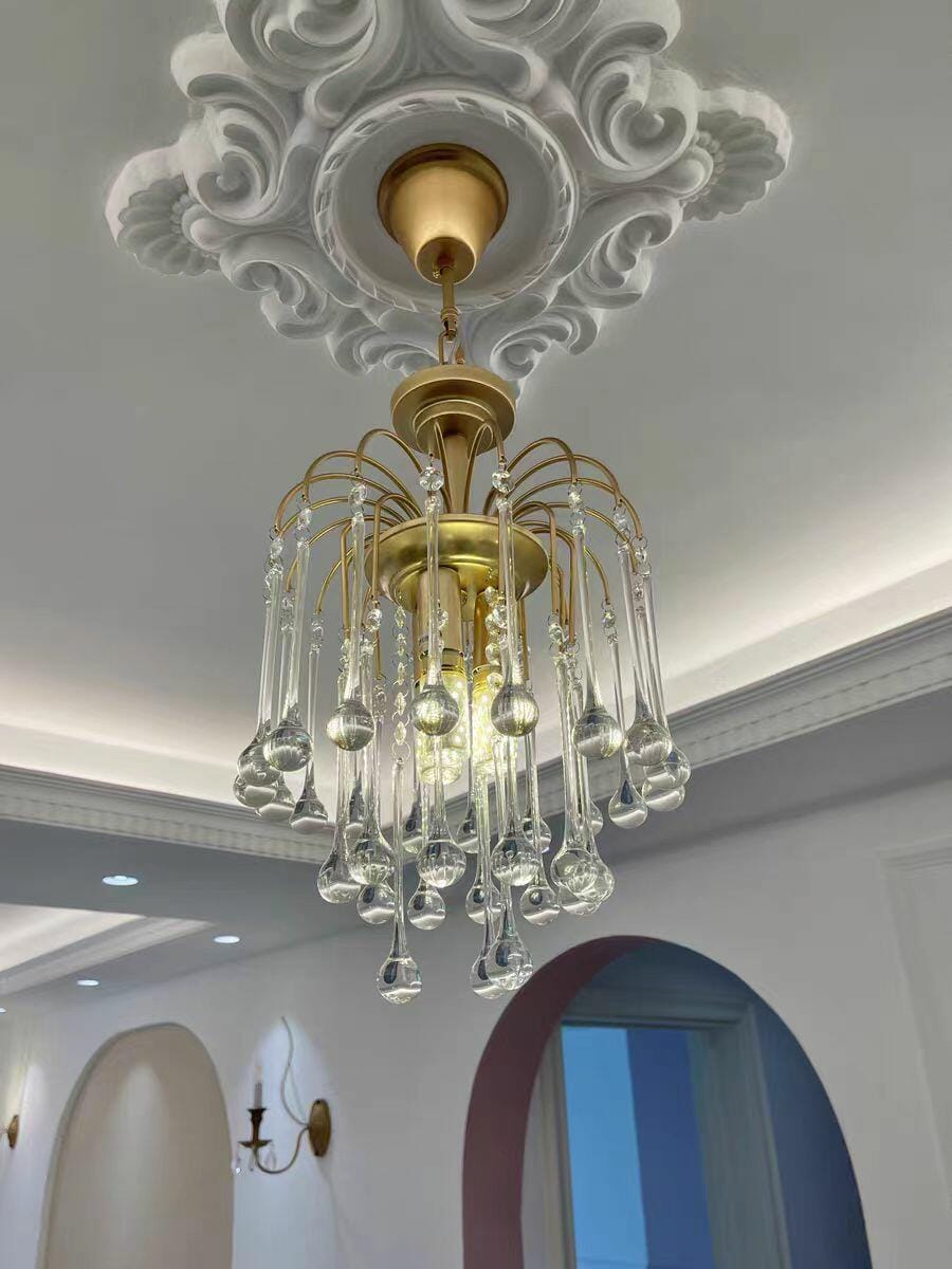 Customer photo review of Crystal Waterfall Chandelier, Gold-Finish Brass, 50 cm