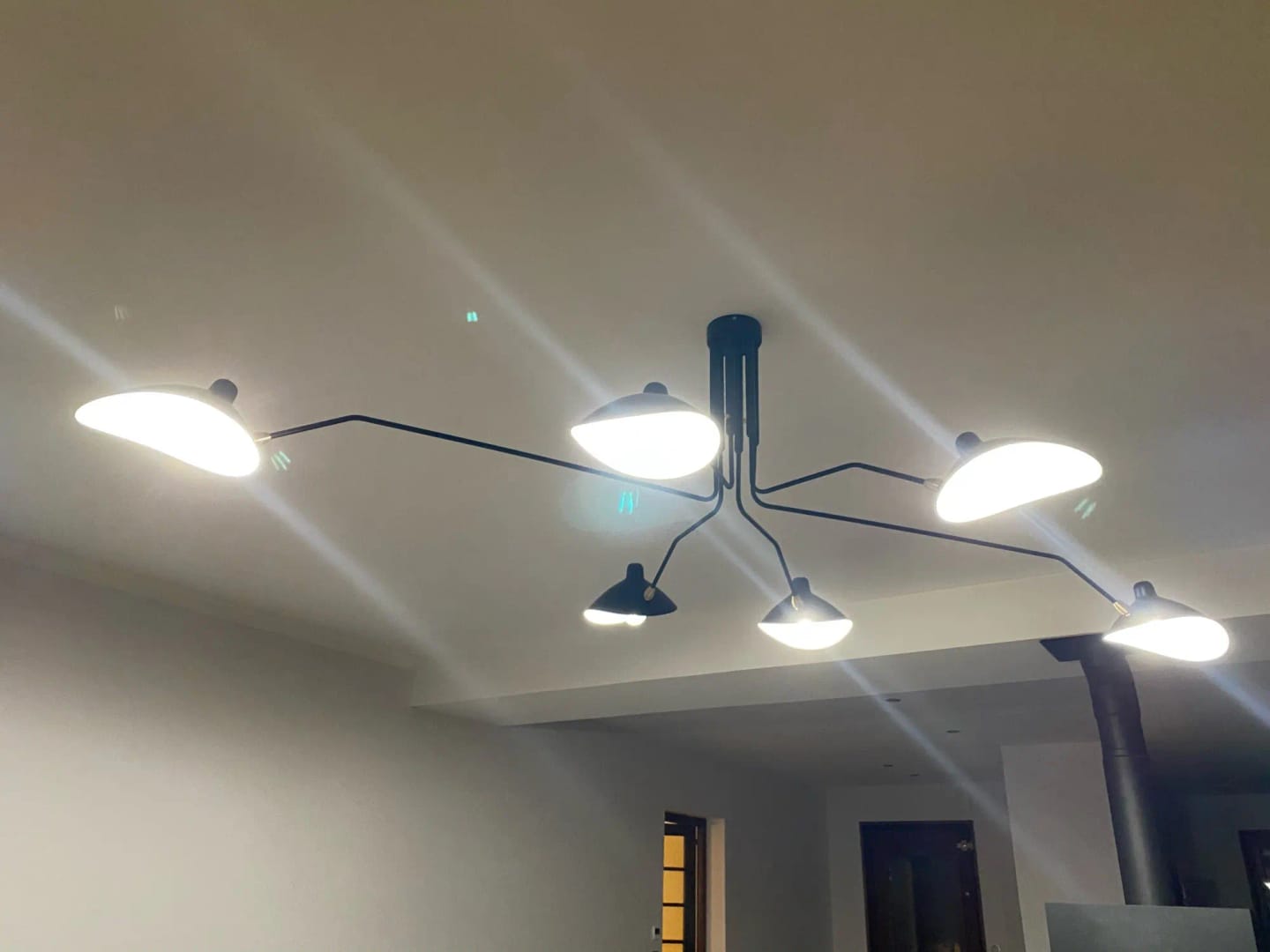 Customer photo review of Brass Ball-Joint Ceiling Light, 3 or 5 Arms, Black or White