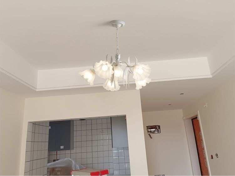 Customer photo review of Green Metal Bouquet Chandelier, White Shades, 32 cm Height