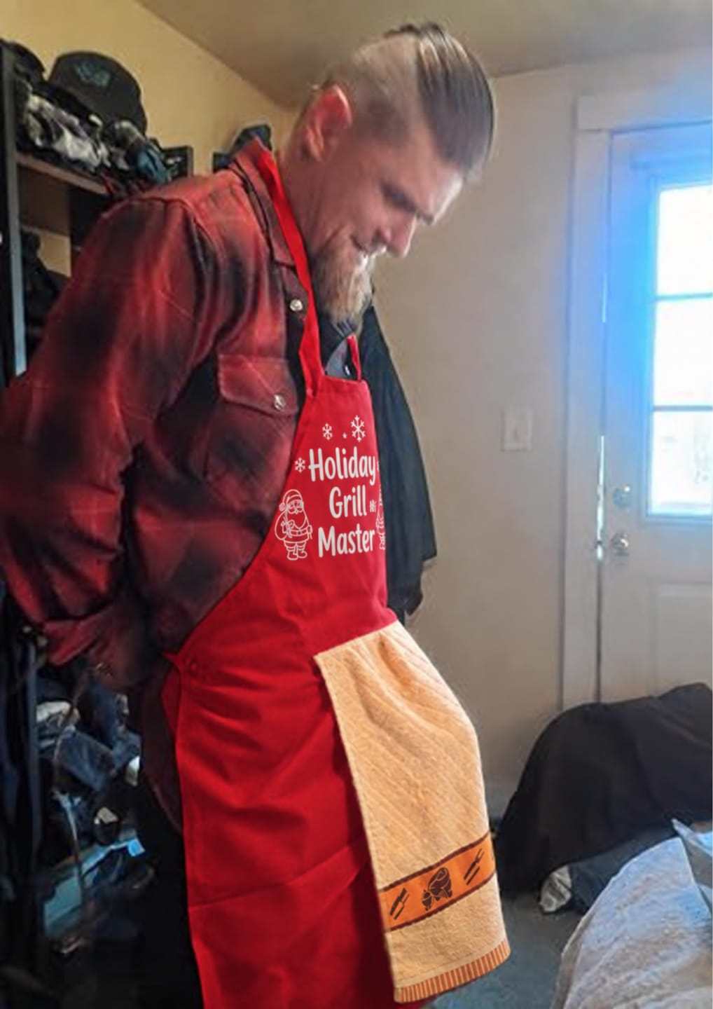 Customer photo review of Funny Christmas BBQ Apron